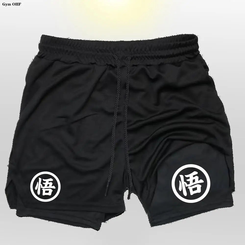 Gym Running Shorts Men Quick Dry Sport Outdoor Training Summer 2 In 1 Men Short Pants Beach Goku Anime Sweatpants Shorts Men