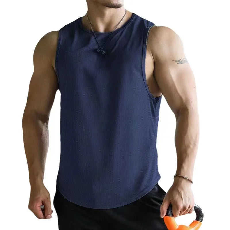 Summer Men's Gym Tank Top Fitness Training Clothing Quick-drying Loose Bodybuilding Sleeveless Shirt Men Fashion Basketball Vest