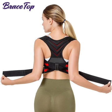 BraceTop Adjustable Posture Corrector Breathable Back Straightener, Upper Back Brace Providing Pain Relief From Neck, Shoulder