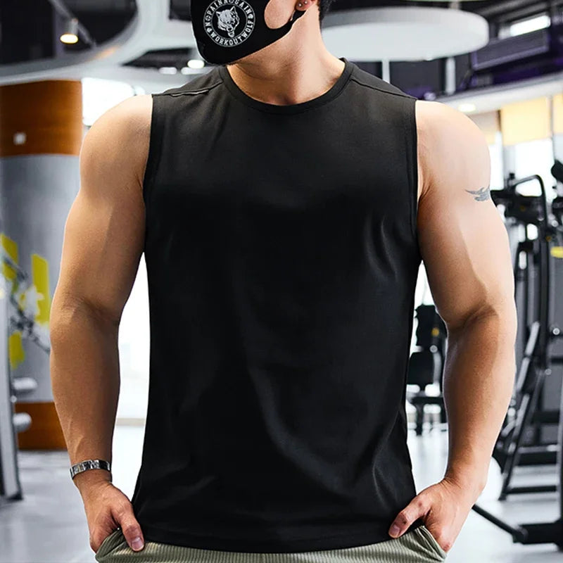 Men Fitness Sports Shirts Tops Quick Dry Sleeveless Tank Top Football Basketball Jerseys Gym Jogging Loose Tee Marathon Clothes