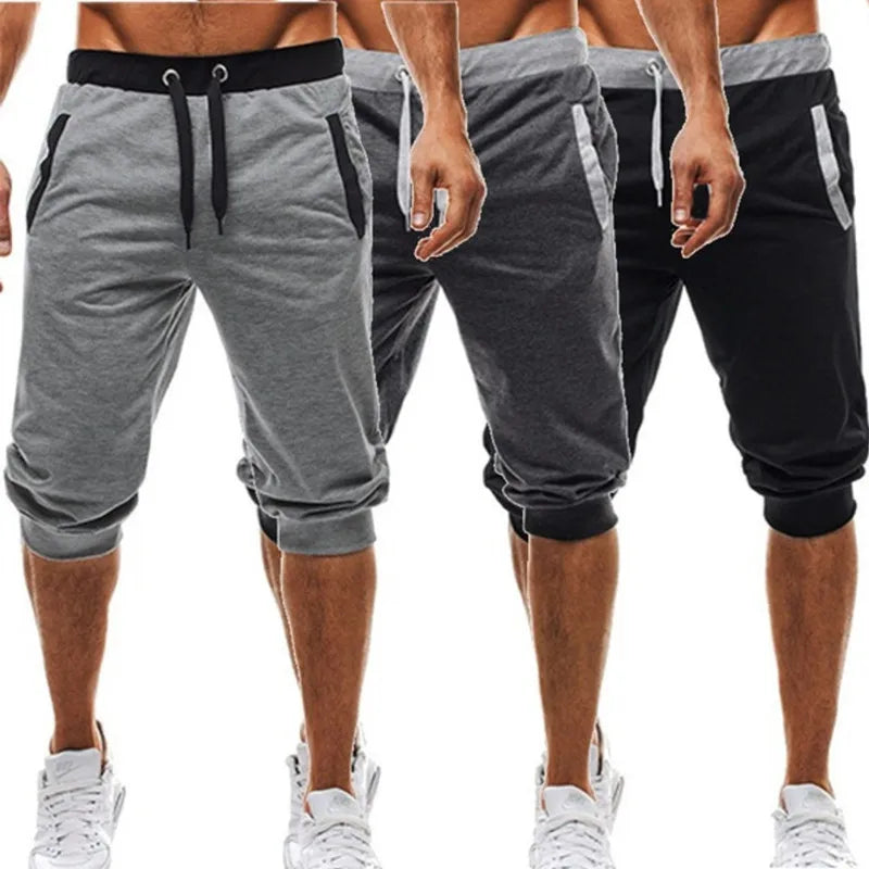 2024 New Mens cross-border sports pants men's casual jogging shorts elastic fitness pants cropped pants M-4XL Men