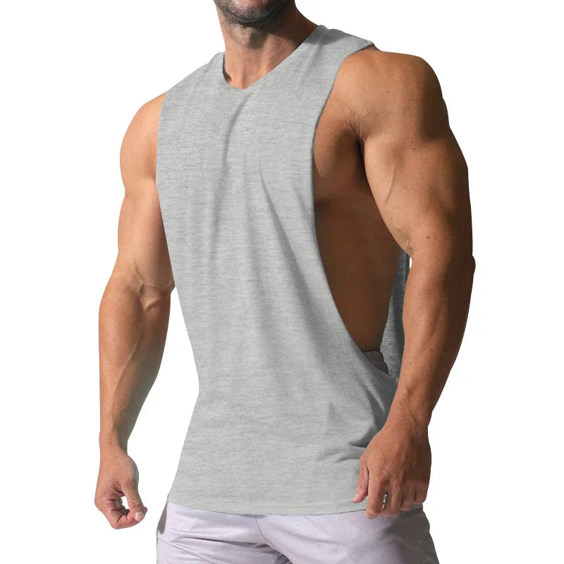 Summer European and American Men's Vest Sports Waistcoat Sleeveless Loose Casual Solid Color plus Size Quick-Drying Fitness Vest