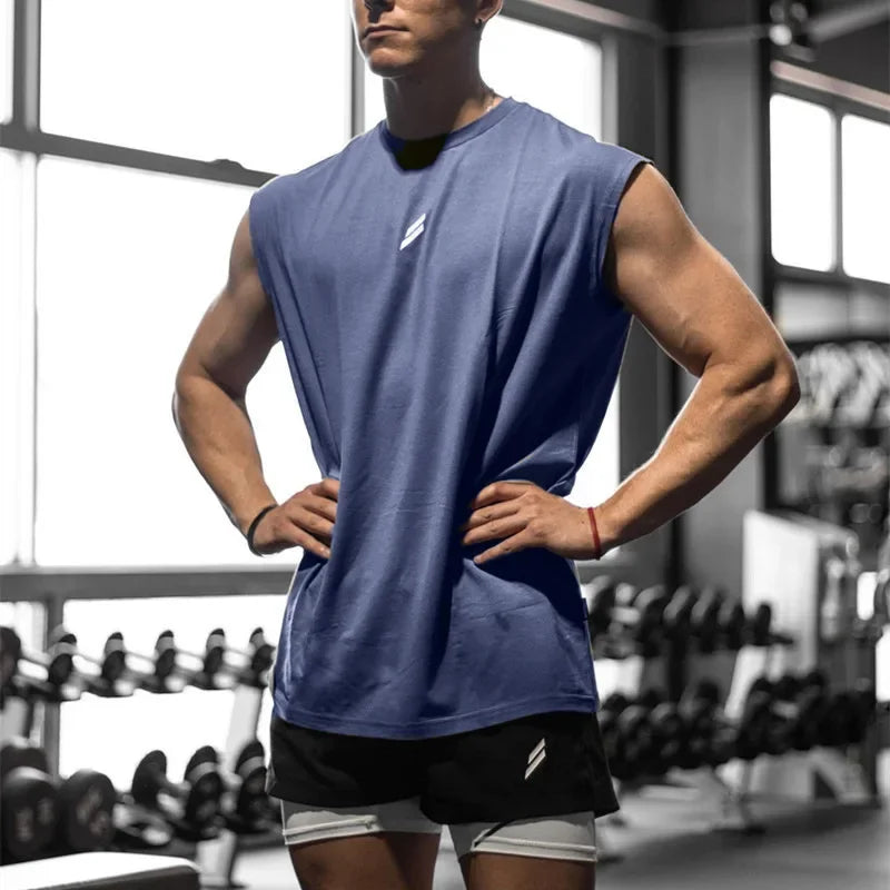 Summer Fitness Sports Tank Top Men's Breathable Loose Mesh Training Sleeveless T-shirt Quick Drying vest male Fitness Clothing