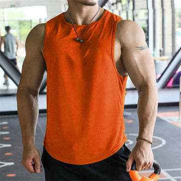 2024 new Men Tank Tops Sleeveless Shirt Polyester Mesh Material Quick Dry Breathable Men Workout Fitness Basketball Top Tee