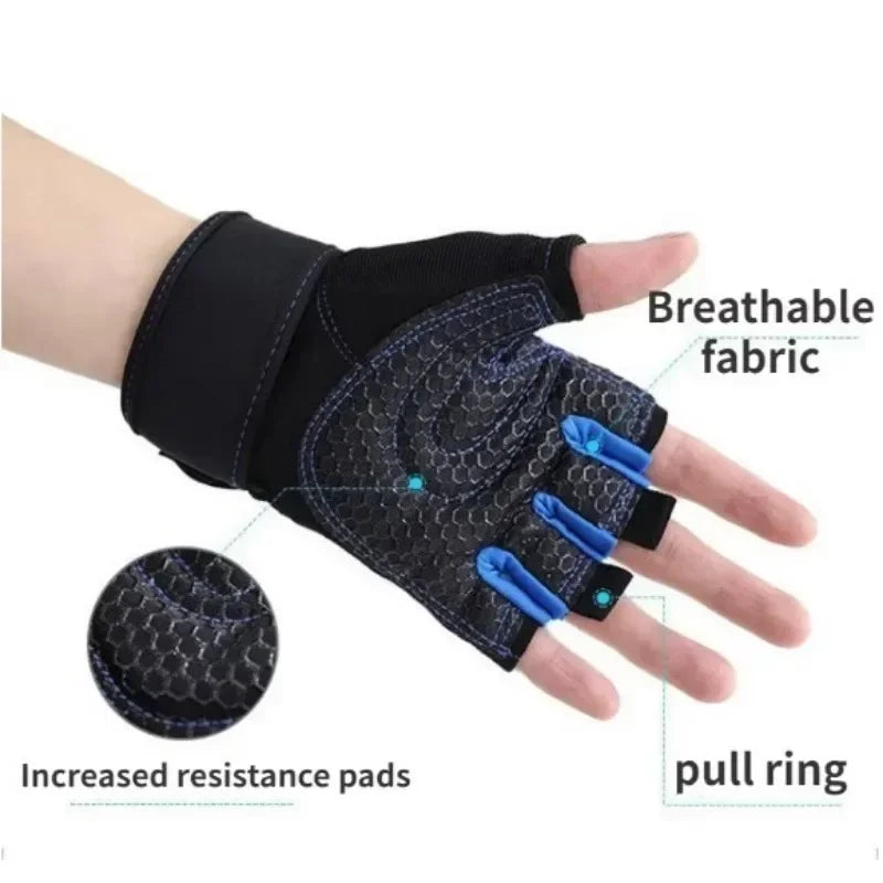 Fitness Half-finger Gloves Sports Exercise Men Women Protective Anti-slip Wrist Guard Barbell Cycling Equipment Training Gloves