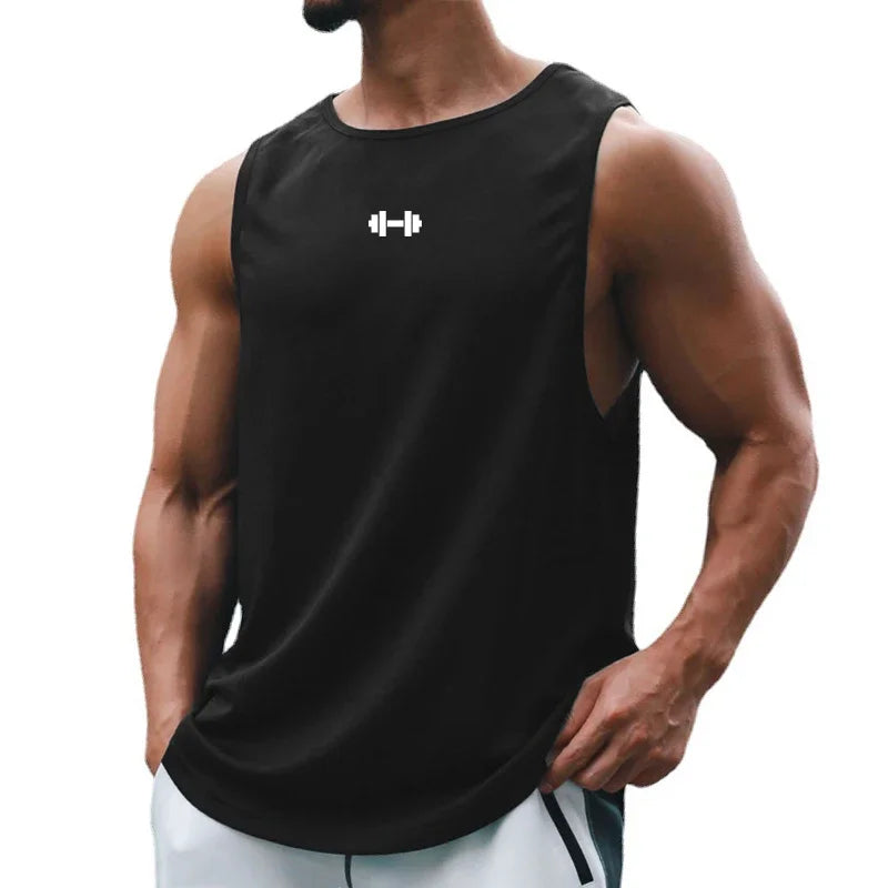 Summer Men's Running Vest Gym Tank Tops Fitness Clothing Quick-drying Loose Bodybuilding Sleeveless Shirt Basketball Singlets