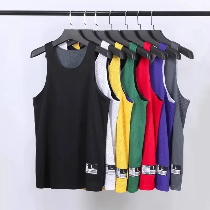 Reversible Basketball Uniform Vest Double-layer Large Mesh American Training Quick-drying Loose Sleeveless Fitness Clothing Men