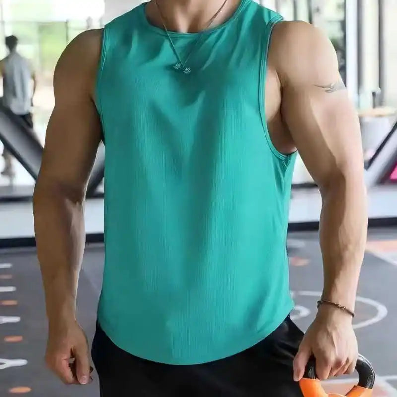 Summer Men's Gym Tank Top Fitness Training Clothing Quick-drying Loose Bodybuilding Sleeveless Shirt Men Fashion Basketball Vest